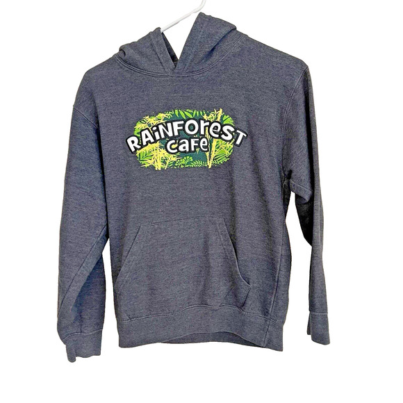 Kids Rainforest Cafe Hooded Sweatshirt Gray Youth Large Hoodie Pullover Orlando - Picture 1 of 6